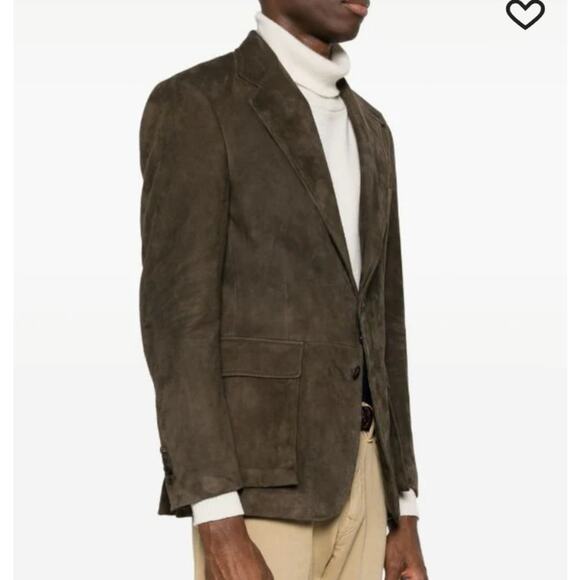 Ralph lauren Y2k Olive green Vegan suede sport coat jacket Blazer Men's size 46R - Picture 9 of 9